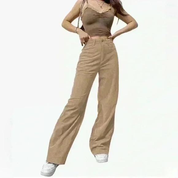 NWOT Amazon Camel corduroy hi-rise wide leg pants, Women’s Size Small - Picture 9 of 10